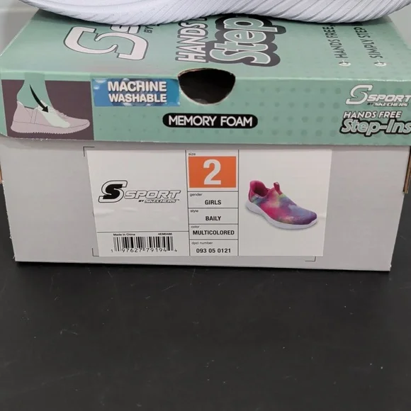 Girls Sketchers Shoes Sizes 2 & 3 Multicolor Step-In Sneakers NWT - Picture 2 of 7
